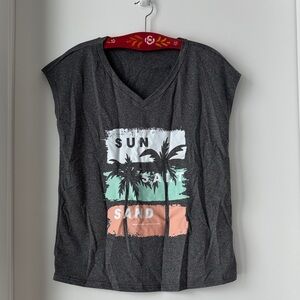 SHEIN Charcoal Palm Graphic Tee